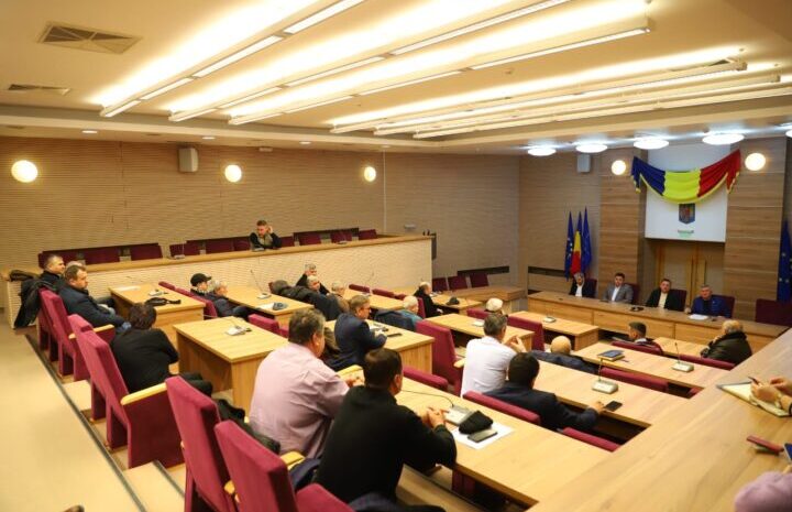 Întâlnirea de lucru cu primarii din județ convocată de președintele Consiliului Județean, Vasile Iliuță