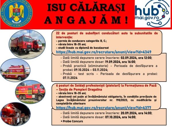 Vrei să fii pompier ? ISU Călărași caută profesioniști