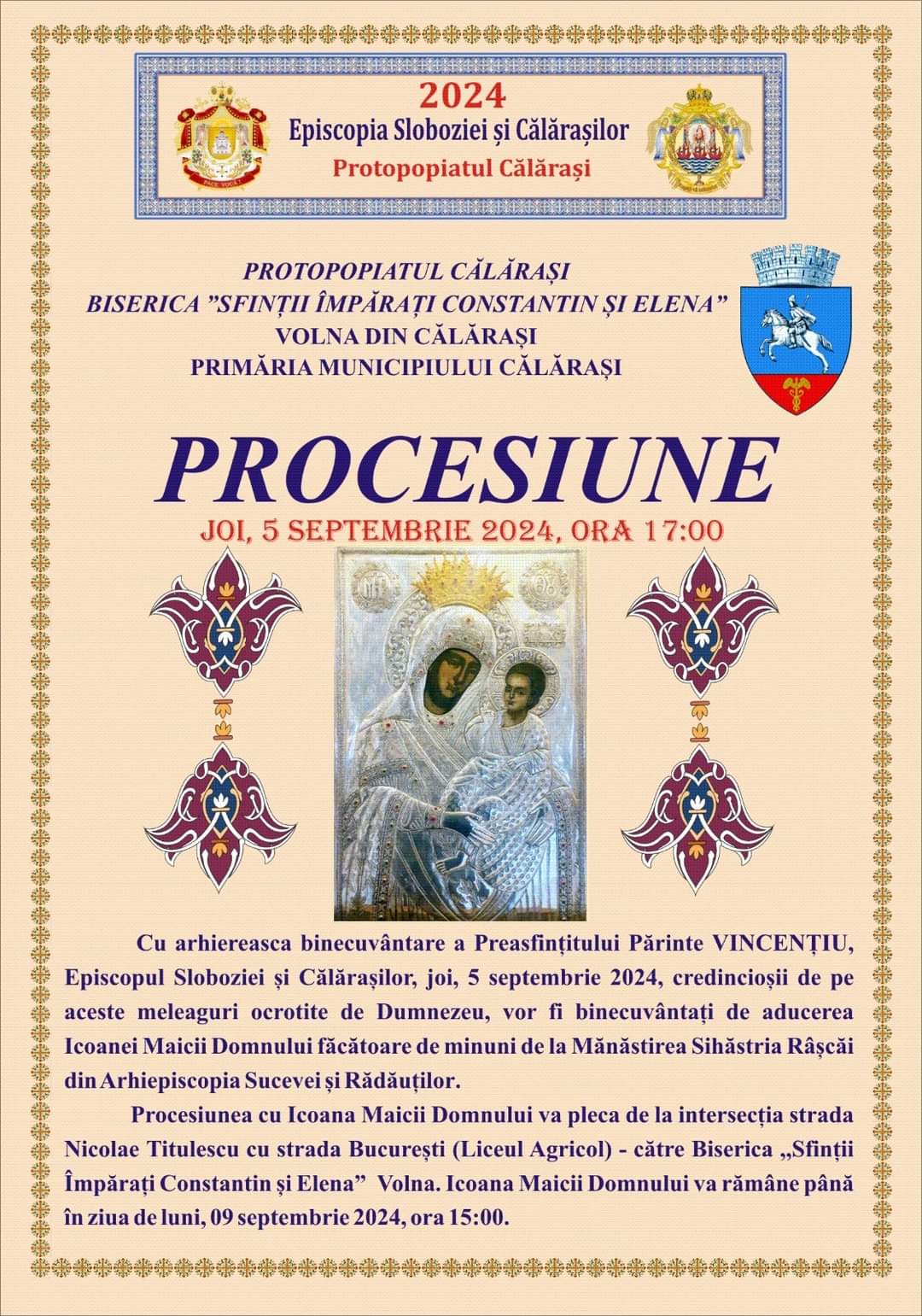 Icoana făcătoare de minuni a Maicii Domnului, la Călărași