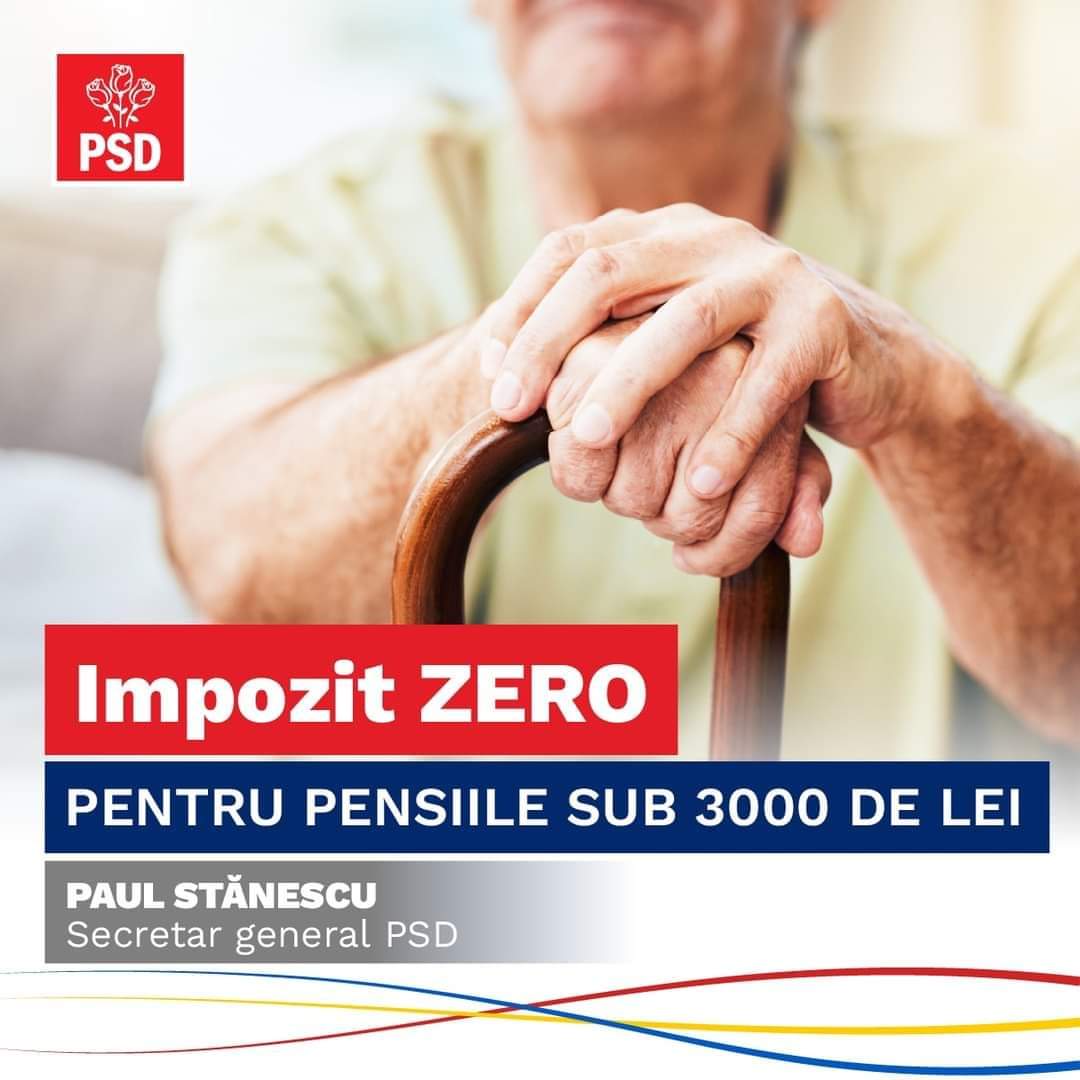 Impozit ZERO pentru pensiile sub 3.000 de lei