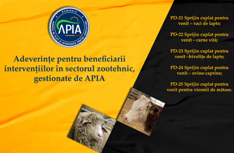 APIA eliberează adeverințe fermierilor crescători de animale care doresc să acceseze credite bancare